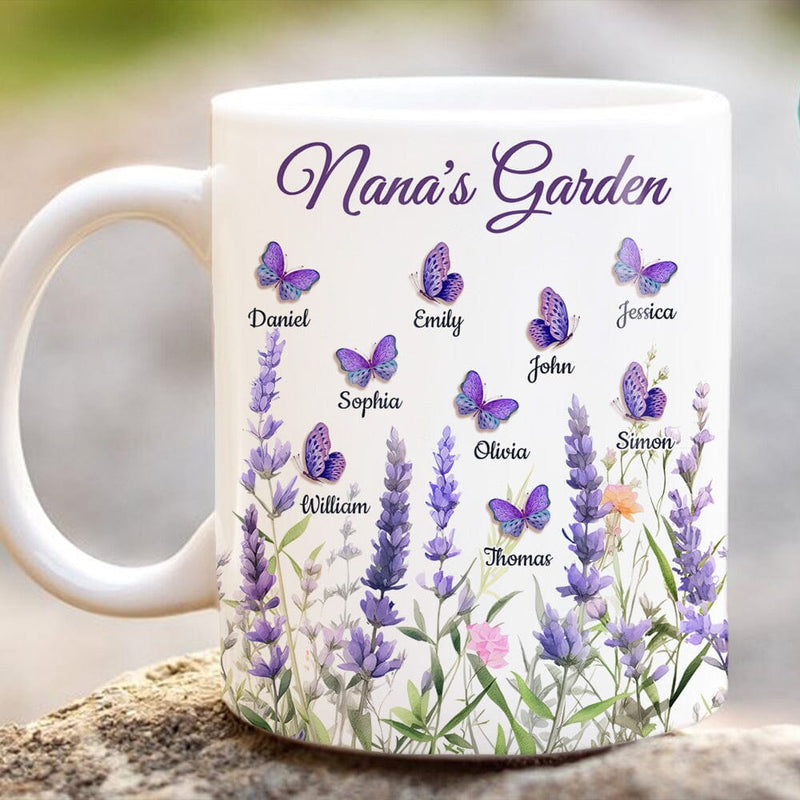 Lavender Flowers With Butterflies Grandma's Garden Personalized