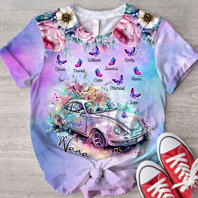 Floral Vintage Car With Butterfly Kids Personalized 3D T-shirt Gift For Grandma Mom VTX12MAR24NY1