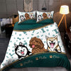 Personalized Dog Mom Dad Puppy Pet Dogs Lover Leather Pattern Bedding Set LPL07DEC23NY1