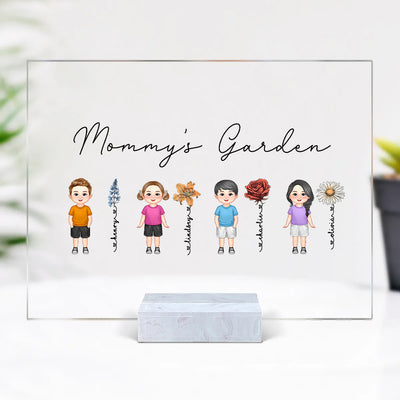 Grandkids Sitting Grandma Garden Vintage Birth Month Flowers Mother‘s Day Gift Personalized Acrylic Plaque NVL07MAR24NY1