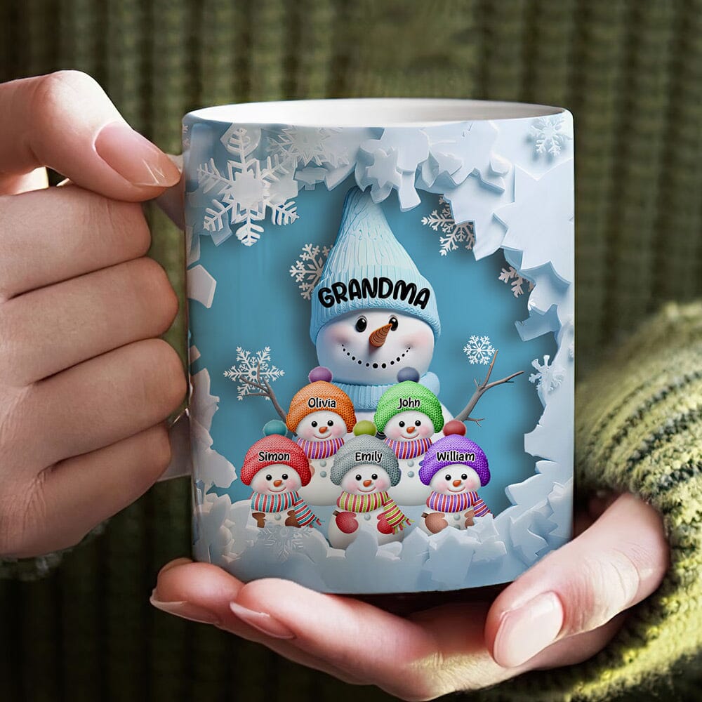 Cute Christmas Snowmy Grandma Mom Hugging Sweet Heart Kids Personalize -  HumanCustom - Unique Personalized Gifts Made Just for You