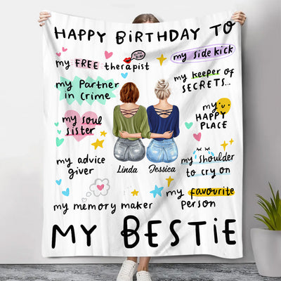 Personalized Happy Birthday To My Besties Fleece Blanket VTX12DEC23NY1