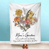 Grandma Mom's Garden Personalized Flower Fleece Blanket VTX27NOV23NY1