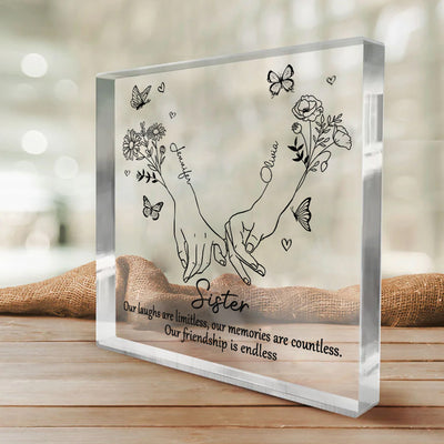 Bestie Sister Bestfriend Flower Pinky Promise, I'll Be There Personalized Acrylic Plaque LPL01DEC23VA1