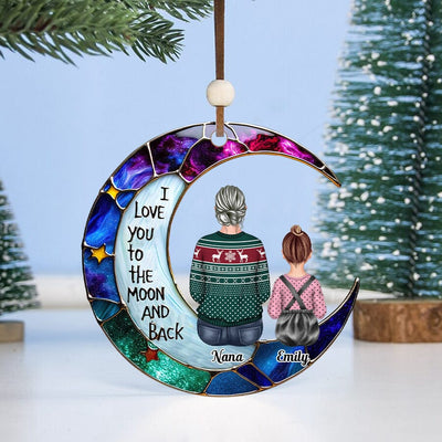 Personalized Grandma Grandkid On Moon Acrylic Ornament NVL23OCT23NY3 Acrylic Ornament HumanCustom - Unique Personalized Gifts Made Just for You Pack 1