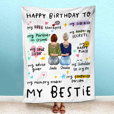 Personalized Happy Birthday To My Besties Fleece Blanket VTX12DEC23NY1