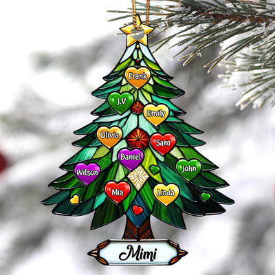Sparkling Christmas Tree Grandma Mom Family Sweet Heart Kids Personalized Ornament LPL15NOV23NY1