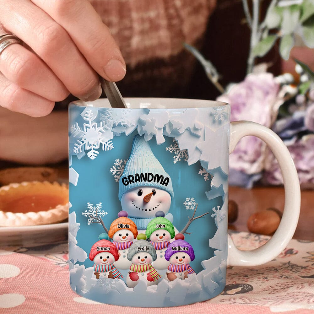 Cute Christmas Snowmy Grandma Mom Hugging Sweet Heart Kids Personalize -  HumanCustom - Unique Personalized Gifts Made Just for You