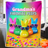 Grandma's Favorite Peeps Rainbow Color Personalized Fleece Blanket VTX14MAR24CT3