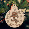 Christmas Snowman Grandma Mom Nana With Kids Personalized Wood Ornament CTL14NOV23CT2