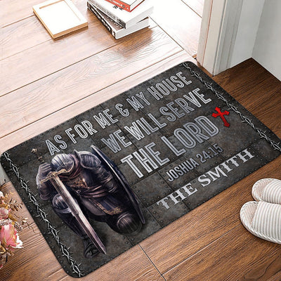 As for me & My House We Will Serve The Lord Knight Personalized Doormat CTL20JAN24CT1