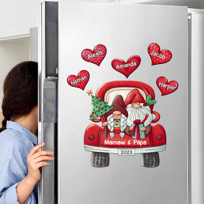 Couple Gnome On Christmas Truck With cute Heart Grandkids Personalized Gift for Grandmas Grandpas HTN02NOV23CT4