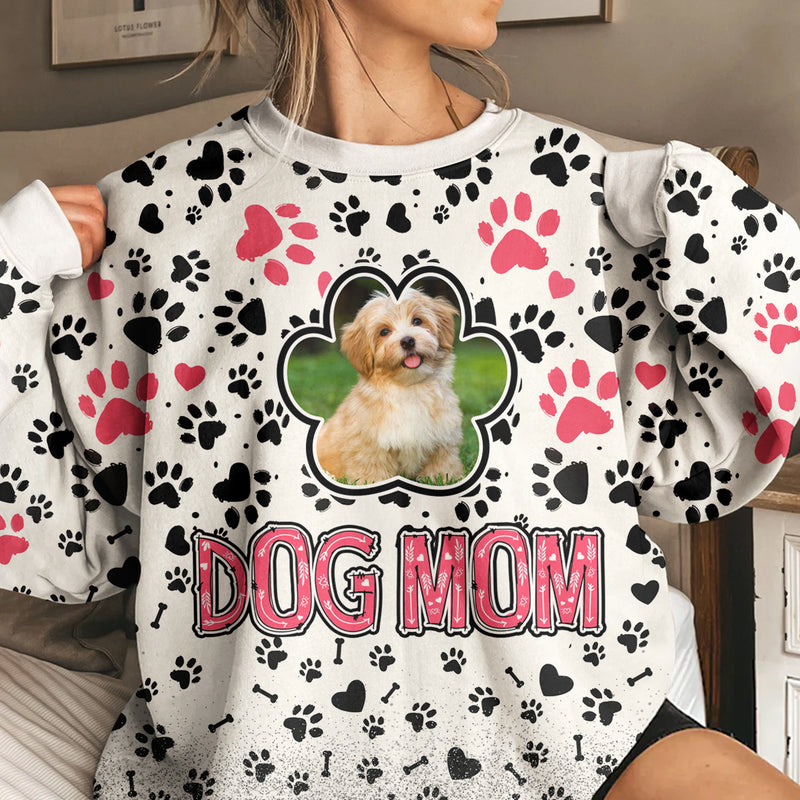 Cute Pawprints Custom Photo Puppy Pet Dogs, Gift For Dog Mom Personalized 3D Sweatshirt