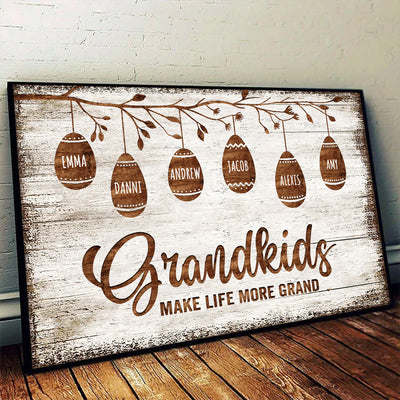 Grandkids Make Life More Grand Gift For Grandma Nana With Kids Personalized Horizontal Poster CTL23FEB24CT2