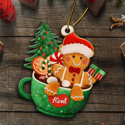 Cute Christmas Custom Name Gingerbread On Latte Cup Personalized Ornament CTL17NOV23CT2