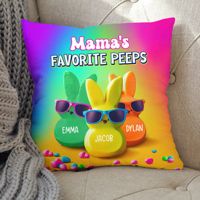 Grandma's Favorite Peeps Rainbow Color Personalized Pillow VTX14MAR24CT2