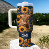 Sunflower Cow Personalized Tumbler With Straw HTN28FEB24CT1