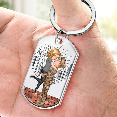 Personalized Couple Portrait, Firefighter, Nurse, Police Officer, Teacher, Gifts by Occupation Stainless Steel Keychain VTX04DEC23CT1