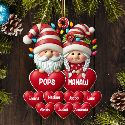 Christmas Grandma & Grandpa Mom & Dad Gnome With Heart Kids Personalized Acrylic Ornament VTX16NOV23CT1