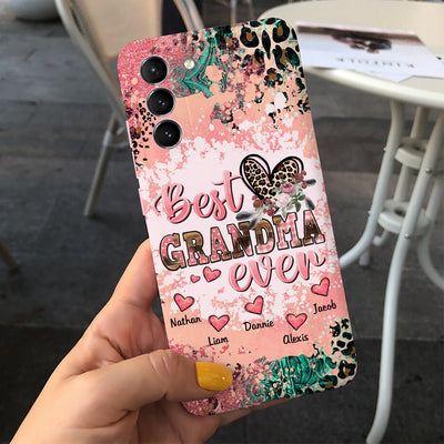 Best Grandma/ Nana/ Mom Ever Pink Leopard Personalized Silicone Phone Case Gift for Mother's Day VTX22FEB24CT1