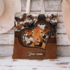 Retro Country Farm Love Cows Cattle Black And Brown Cowhide Leather Pattern Personalized Tote Bag LPL04DEC23CT1