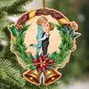 Christmas Wreath Couple Hugging Personalized Wooden Ornament HTN23NOV23CT3