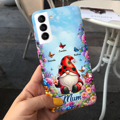 Gnome With Butterly Flower Garden Gift For Grandma Nana With Kids Personalized Phone Case CTL05MAR24CT2