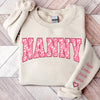 Pink Heart Pattern Personalized Grandma/ Mama Sweatshirt Sleeve Custom VTX20JAN24CT1