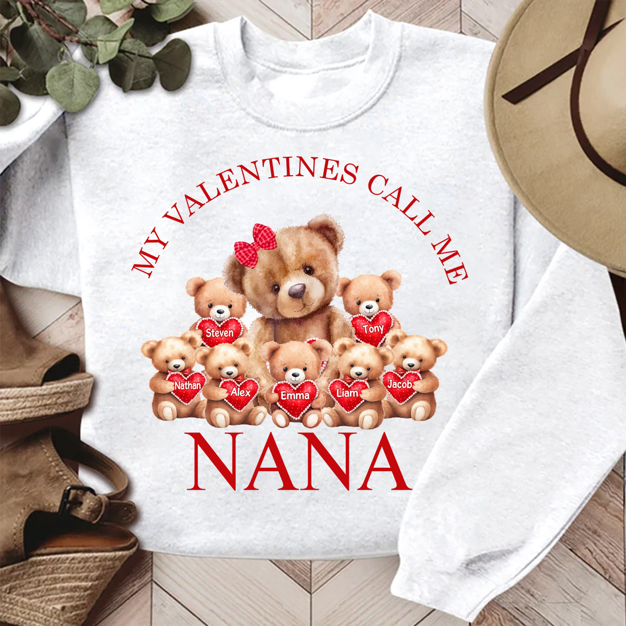 My Valentines Call me Grandma Personalized Grandma Bear Sweatshirt VTX12JAN24CT1
