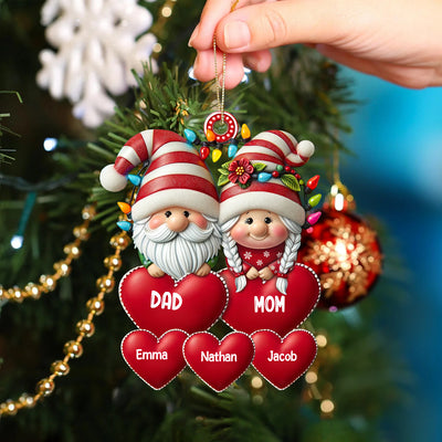 Christmas Grandma & Grandpa Mom & Dad Gnome With Heart Kids Personalized Acrylic Ornament VTX16NOV23CT1